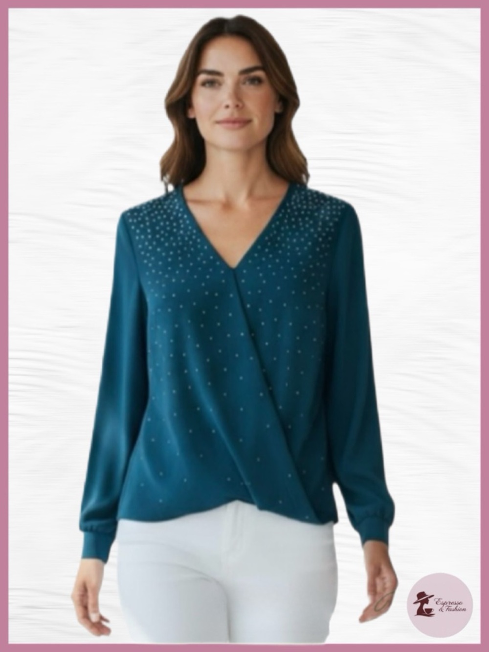 NWT Alfani Long Sleeve Faux Wrap Blouse